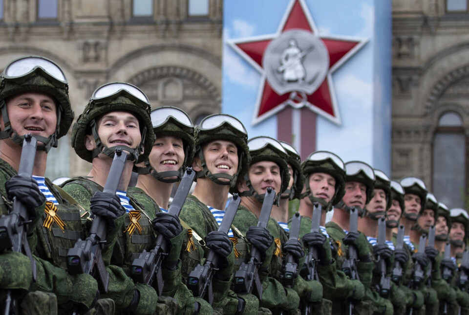 SEIERSPARADE: Russiske soldater i Moskva under seiersparaden 9. mai 2019.