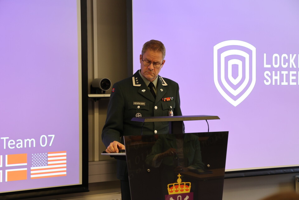 CYBERFORSVARET: Sjef for Cyberforsvarets cybersikkerhetssenter oberst David Henriksen til stede på øvelse Locked Shields på Jørstadmoen.