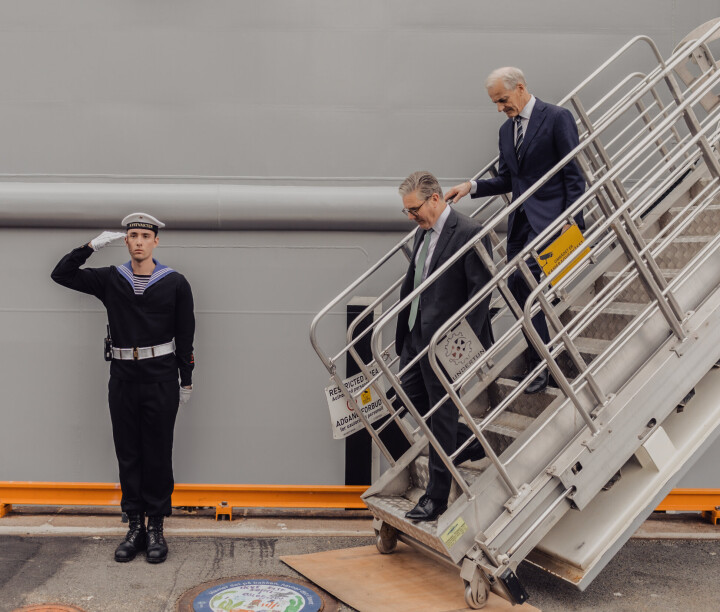 Joint Expeditionary Force (JEF) i Oslo rådhus. Statsminister Jonas Gahr Støre og Storbritannias statsminister Keir Starmer på KV Jan Mayen.