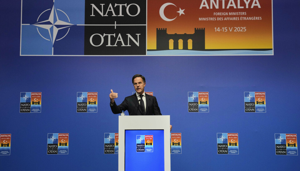 NATO-SJEF: Natos generalsekretær Mark Rutte på en pressekonferanse i Antalya i Tyrkia torsdag.