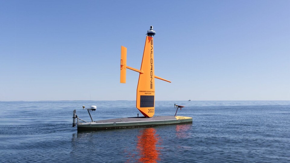 SEILDRONE: Farkostene til Saildrone skal overvåke havområdene og skipstrafikken utenfor Danmark.