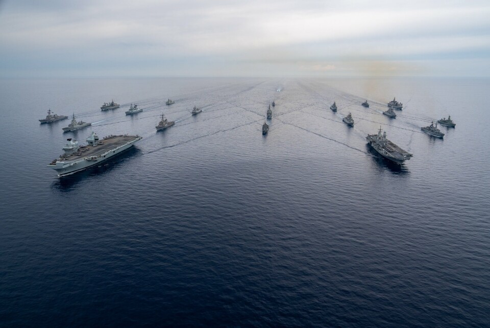 HANGARSKIP: HMS Prince of Wales under en øvelse i Middelhavet sammen med den italienske marinen, der også norske skip deltok.