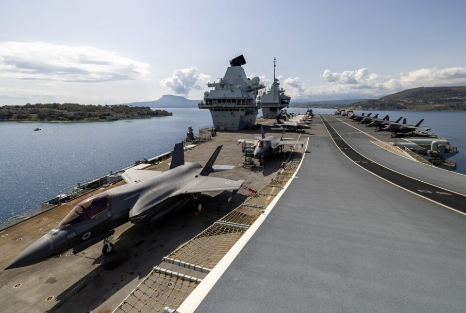 HANGARSKIP: F-35 kampfly om bord på HMS Prince of Wales under deployeringen.
