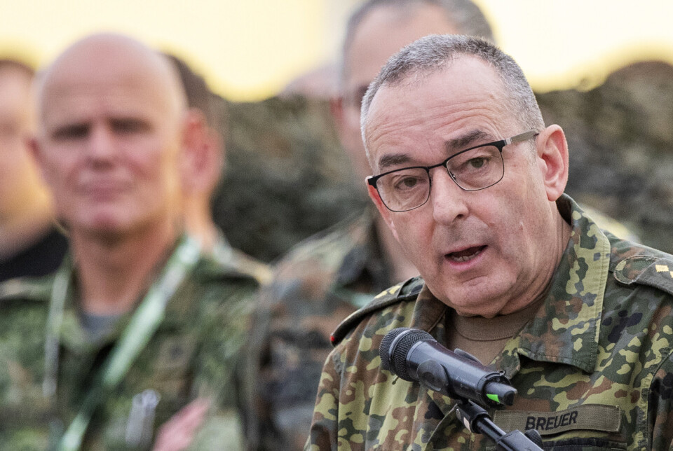 ADVARER: Den tyske forsvarssjefen, general Carsten Breuer, fotografert under militærøvelsen «Grand Quadriga 2024» nord for hovedstaden Vilnius i Litauen, onsdag 29. mai 2024.