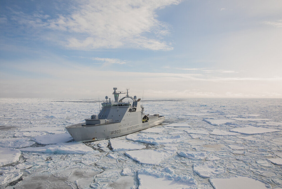 GRØNLAND: Det amerikanske forsvarsdepartementet gjør Grønland til en del av U.S. Northern Command, og sier det skal styrke forholdet til allierte i Arktis. På bildet er norske KV Svalbard i Vestisen ved Grønland.