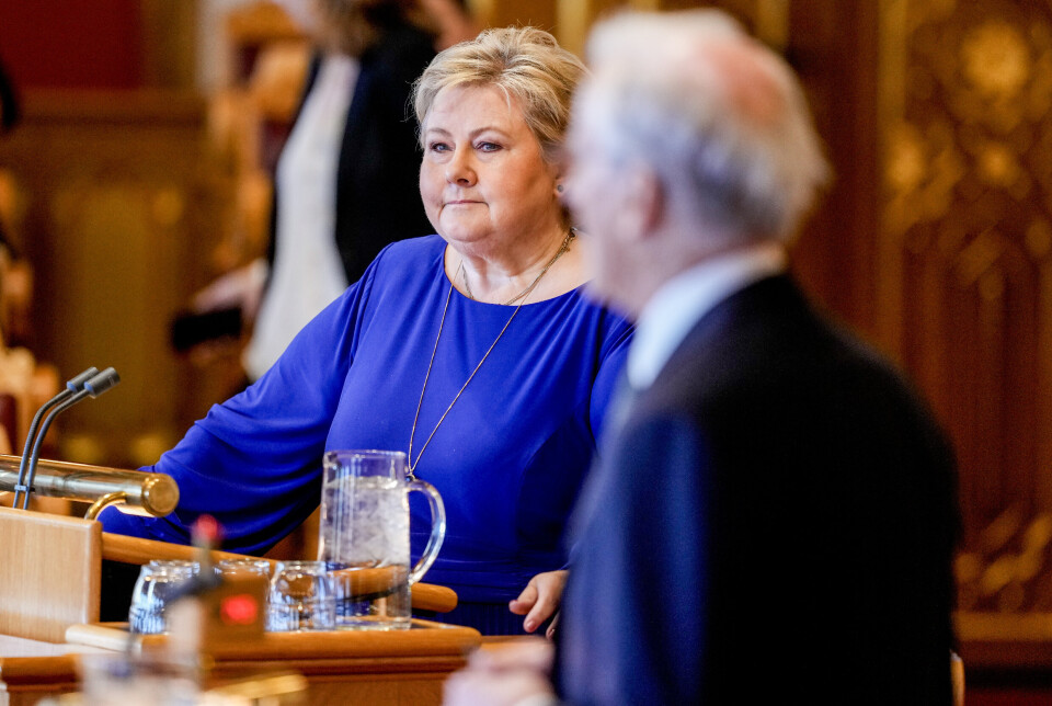 HØYRE-LEDER: Høyre-leder og tidligere statsminister Erna Solberg sier partiet støtter regjeringens mål om å øke bruken på forsvar til fem prosent av BNP.