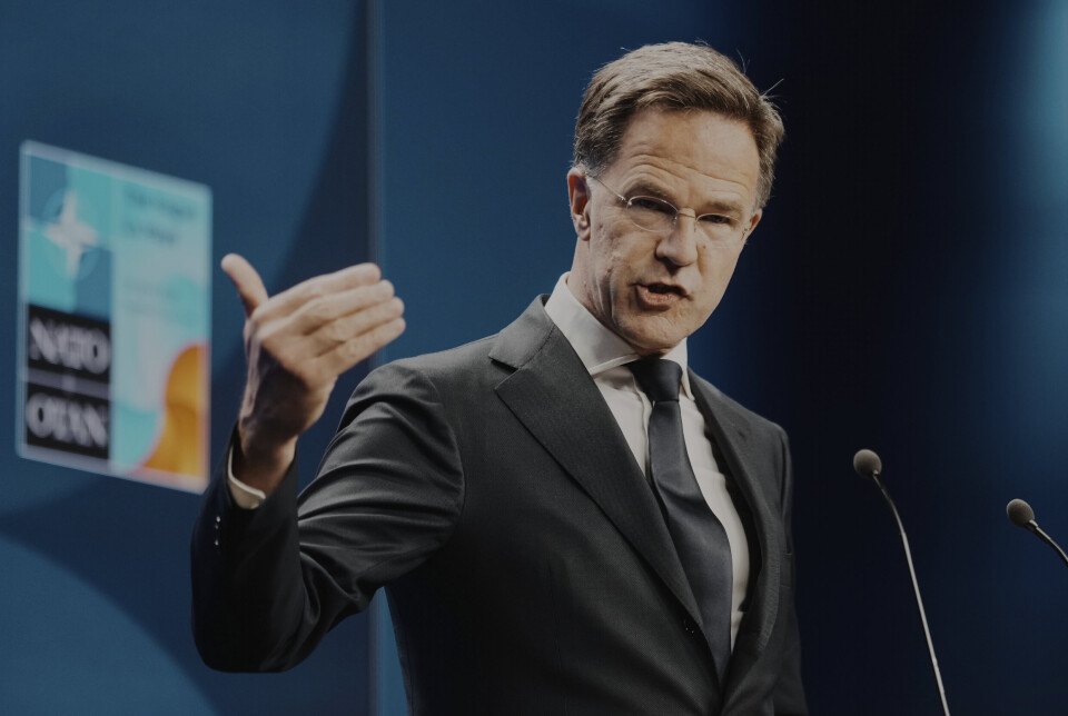 VEDTATT: Nato-generalsekretær Mark Rutte under en pressekonferanse under toppmøtet i Haag.