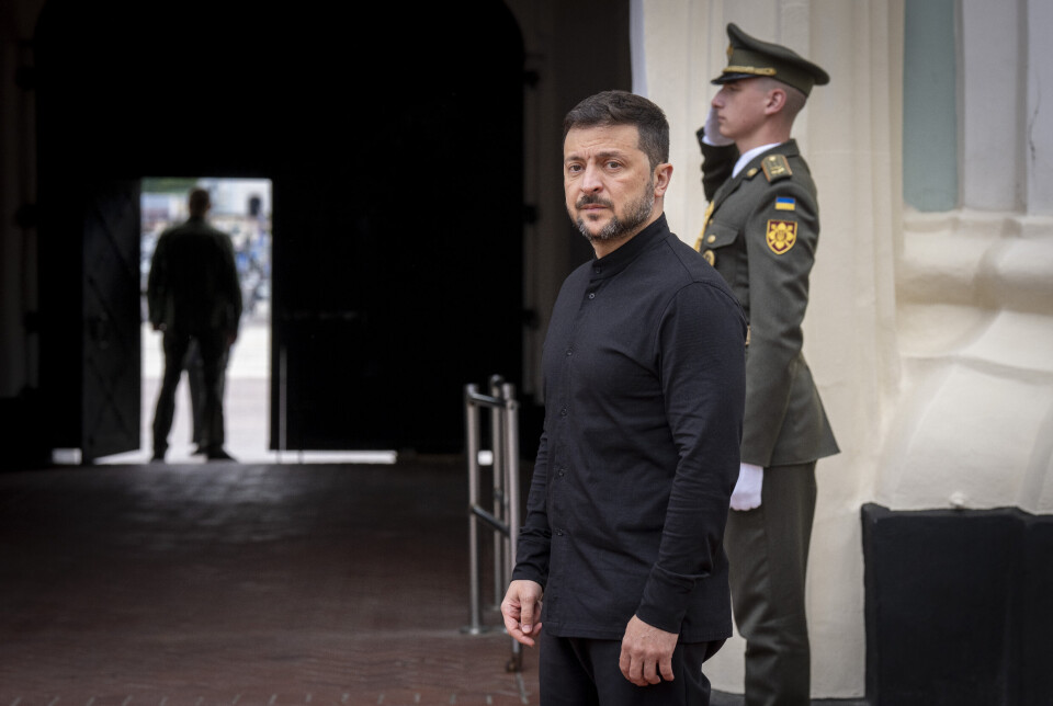 TIL BERLIN: Ukrainas president Volodomyr Zelenskyj reiser onsdag til Berlin. Der skal han møte vestlige ledere og ha videosamtaler med Donald Trump, USAs president. Her fotografert i Kyiv i mai, under kronprins Haakons besøk i byen.