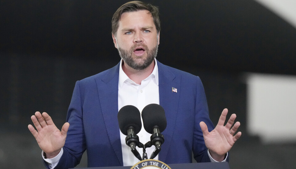 Vice President JD Vance speaks during a visit to airmen and family members of the 501st combat support wing at Royal Air Force Fairford in Gloucestershire, England, Wednesday, Aug. 13, 2025. (AP Photo/Frank Augstein)