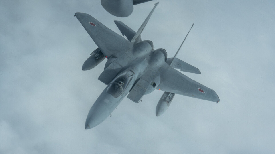 F-15J: Et japansk F-15J under en øvelse i Stillehavet 19. januar 2022.