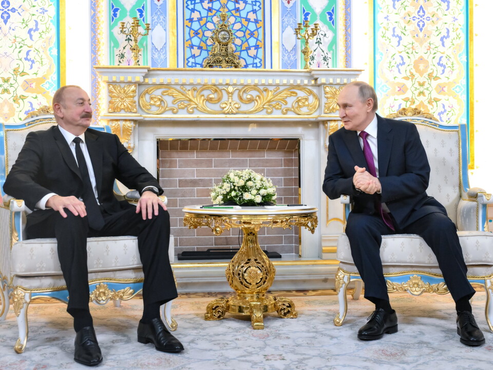 MØTE: Aserbajdsjans president Ilham Alijev og Russlands president Vladimir Putin møttes i Tadsjikistan torsdag.